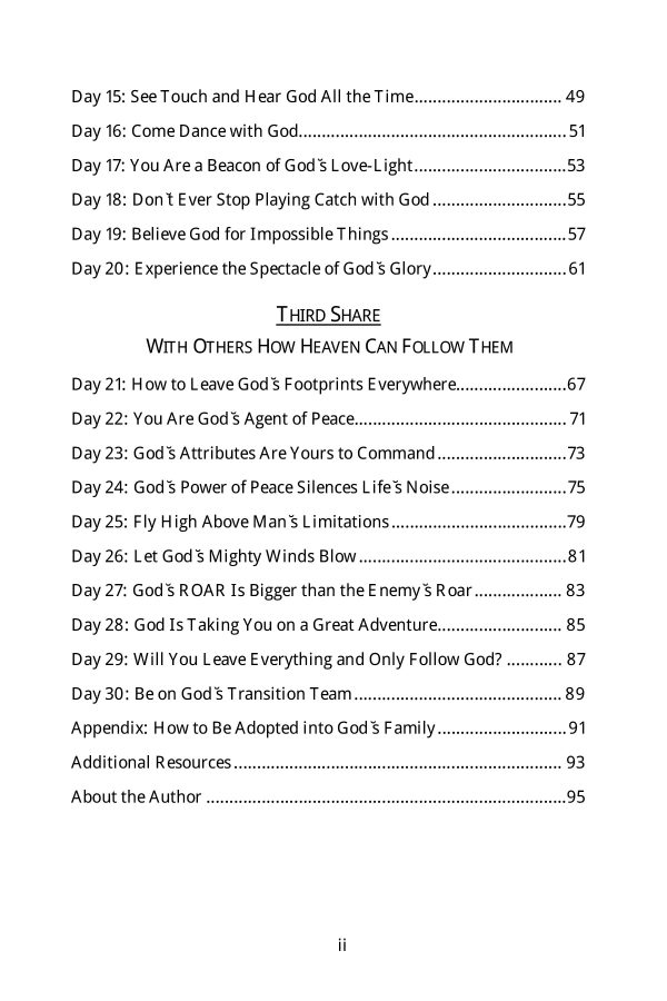 30 Days with the Father - Table of Contents page 2